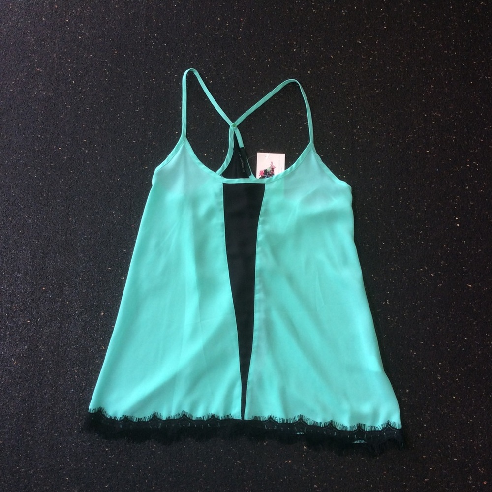 Lila Aqua Tank w Black Lace